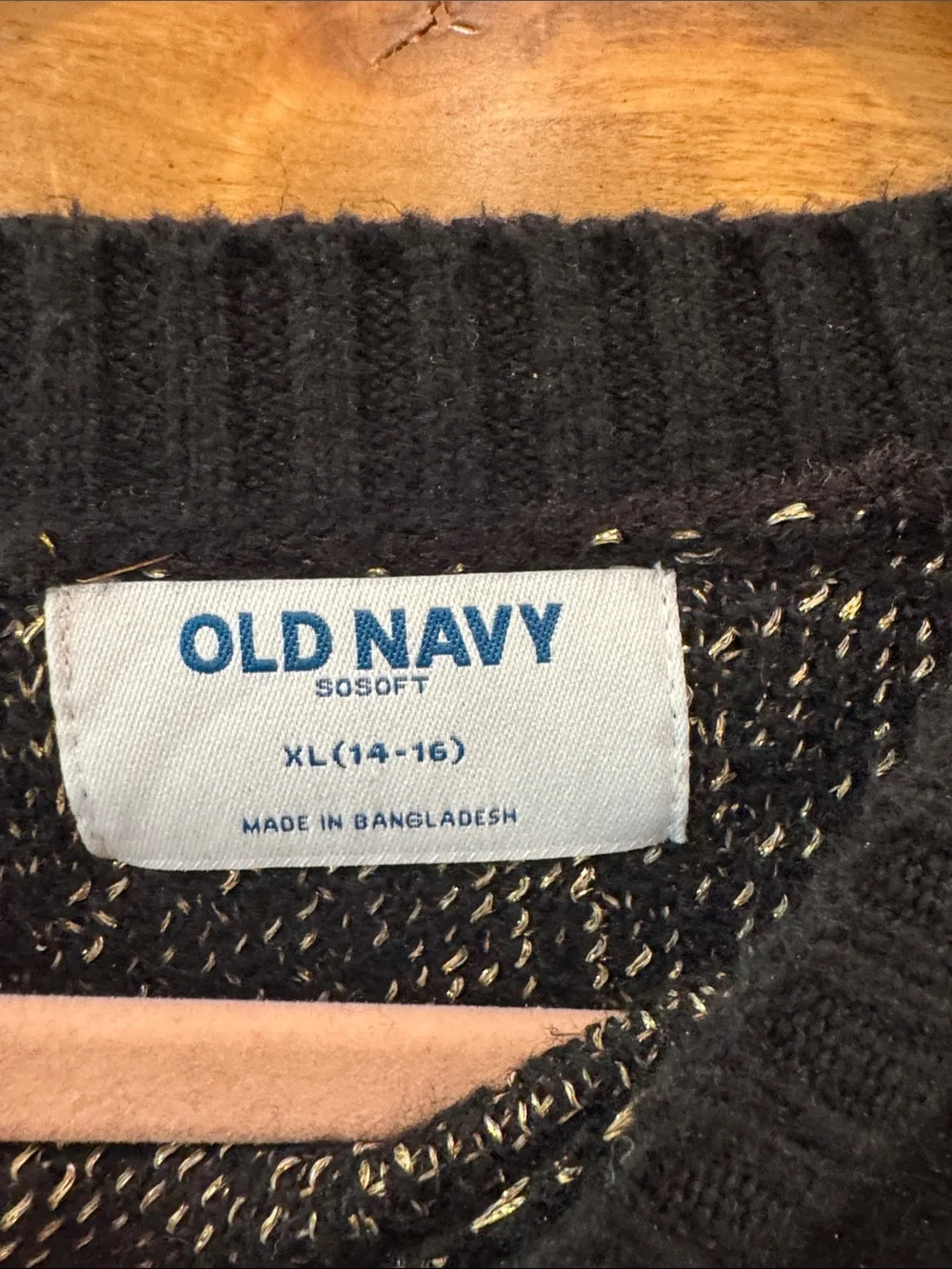 Old Navy Black Crewneck Sweater with Gold Star Pattern